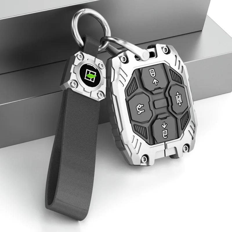 For Geely Zeekr 7X/001/X 007GT/009/MIX Keychain Leather Metal Key Holder Case Interior Key Shell Ring Car Accessories Pendant