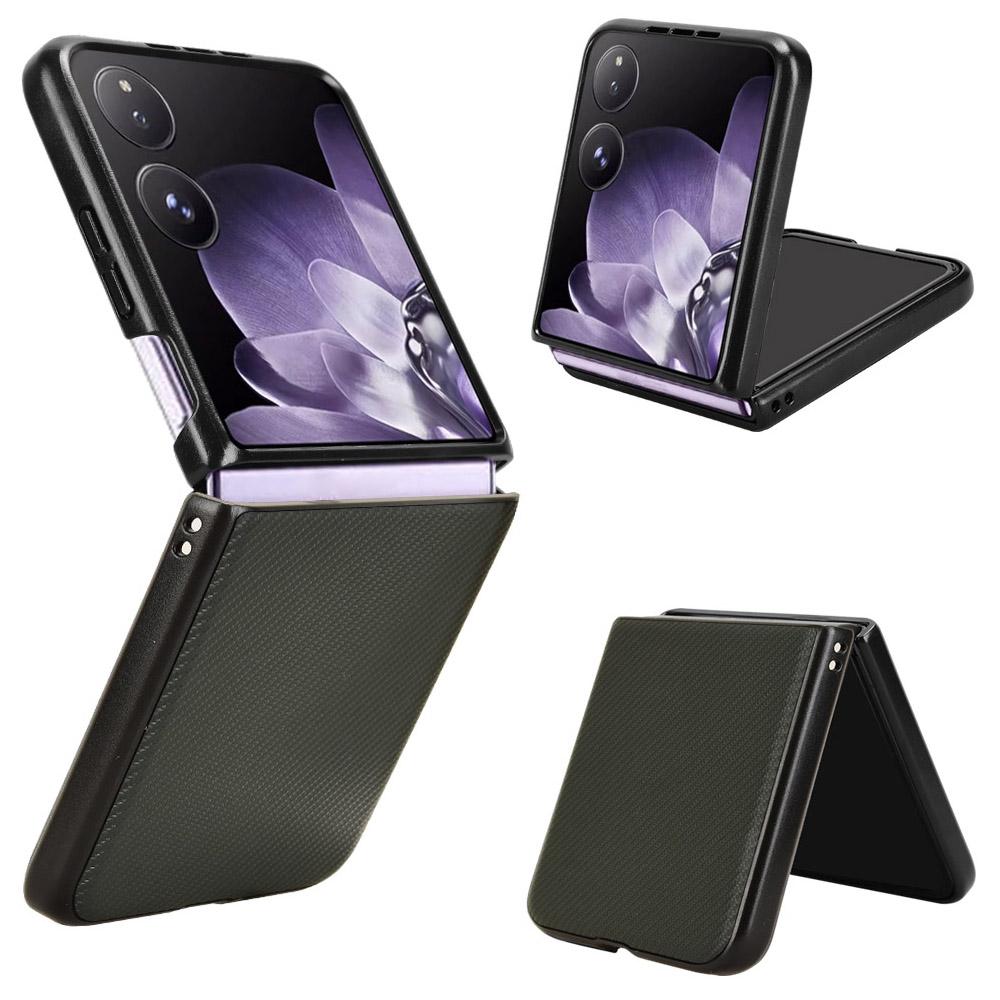 For Xiaomi Mix Flip 5G Case Carbon Fiber Texture Shockproof PU+PC Phone Cover