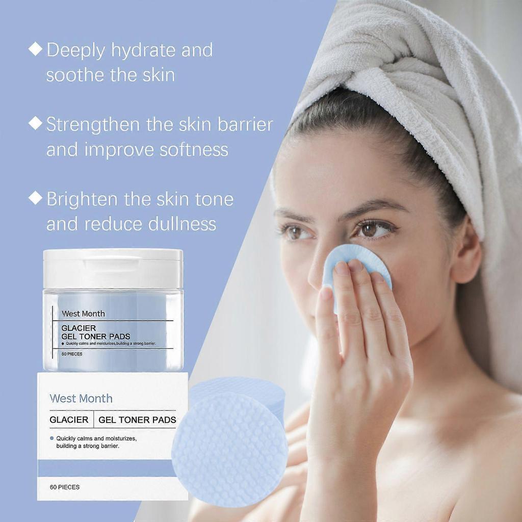 West Month Glacier Water Soothing Cotton Pads - Gentle Repair, Moisturizing, Soothing, Brightening, Nourishing Skin Pads