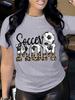 Summer women's front-printed short-sleeved T-shirt tops, casual and sports style,