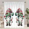 Set Of 2 Santa Claus Printed Curtains Pole Bag Christmas Decorations Home Room Made Polyester