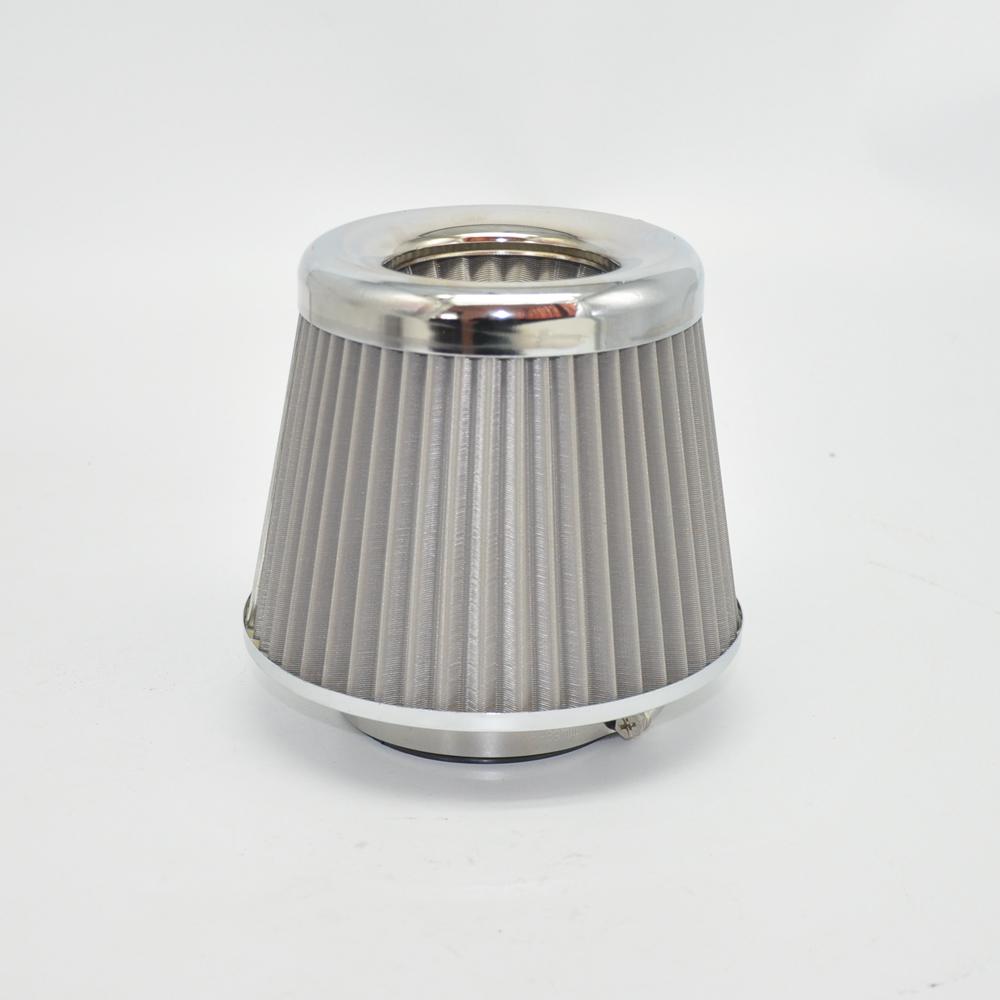 Stainless Steel Engine Air Filter 3" Round Tapered Universal Cold Air Intake Cone Filter