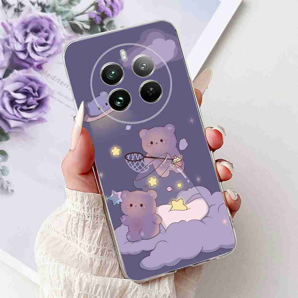 For Realme 12 Pro RMX3842 6.7" Summer Lotus Cute Cat Soft Silicone TPU Cover For Realme 12Pro+ 12Pro Plus RMX3840 Bumper Shell