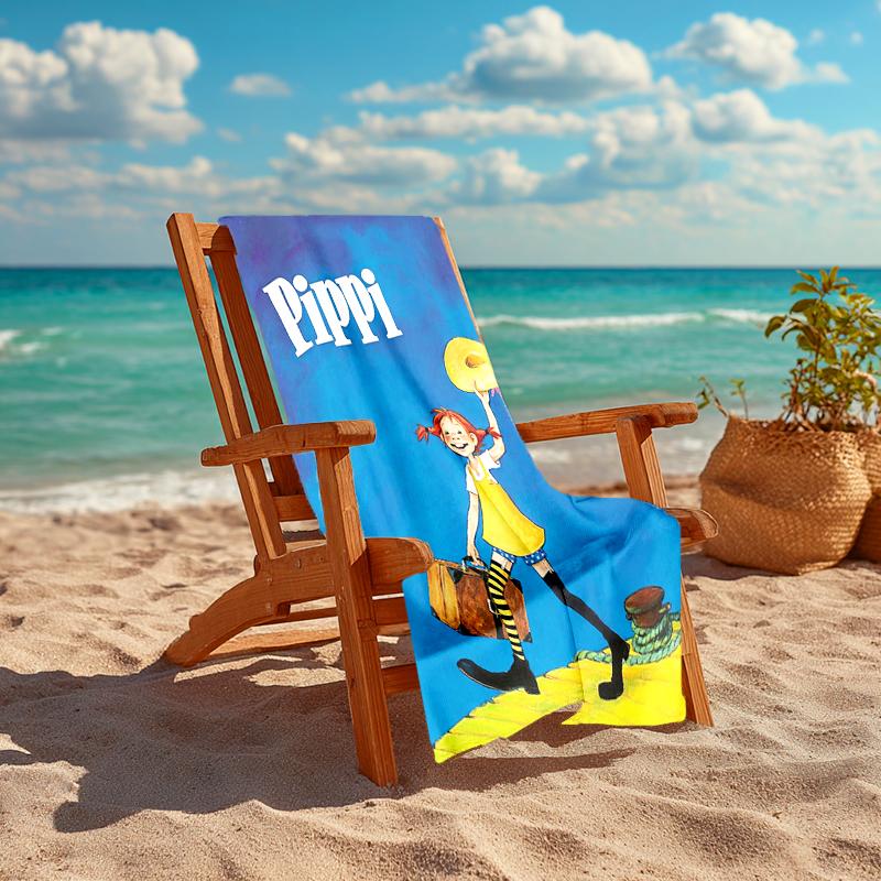 1Pc Pippi Adventure Beach Towel, Quick Dry, Multi-Use for Beach Pool Gym Yoga Home Travel, Christmas, Halloween, Xmas Gift M928638