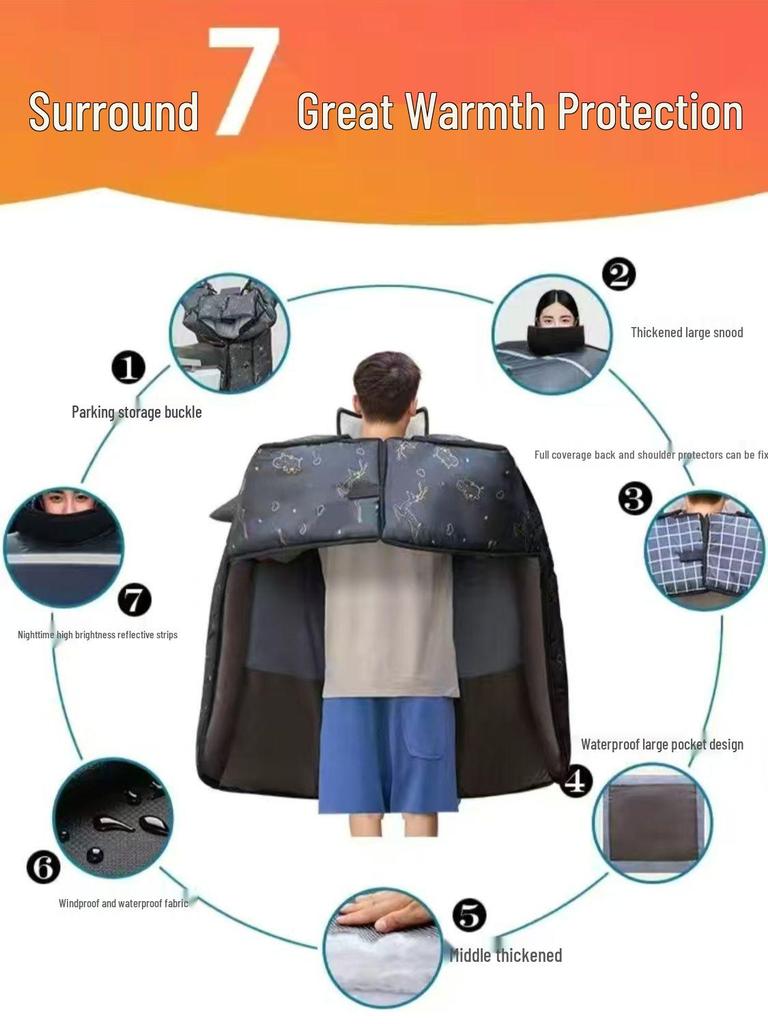 Bardzo gruby aksamitny zimowy ekran na przednią szybę: Wodoodporny/Wiatroodporny na rowery elektryczne i trójkołowe