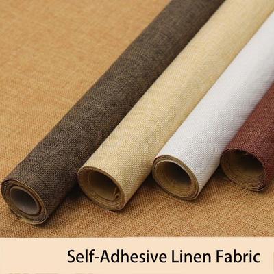 Papel Pintado Autoadhesivo de Tela de Lino Removible Tela de Cáñamo para Decoración DIY Fondo de Tela para Libros Vintage Yute Adhesivo para Manualidades y Fotomatón