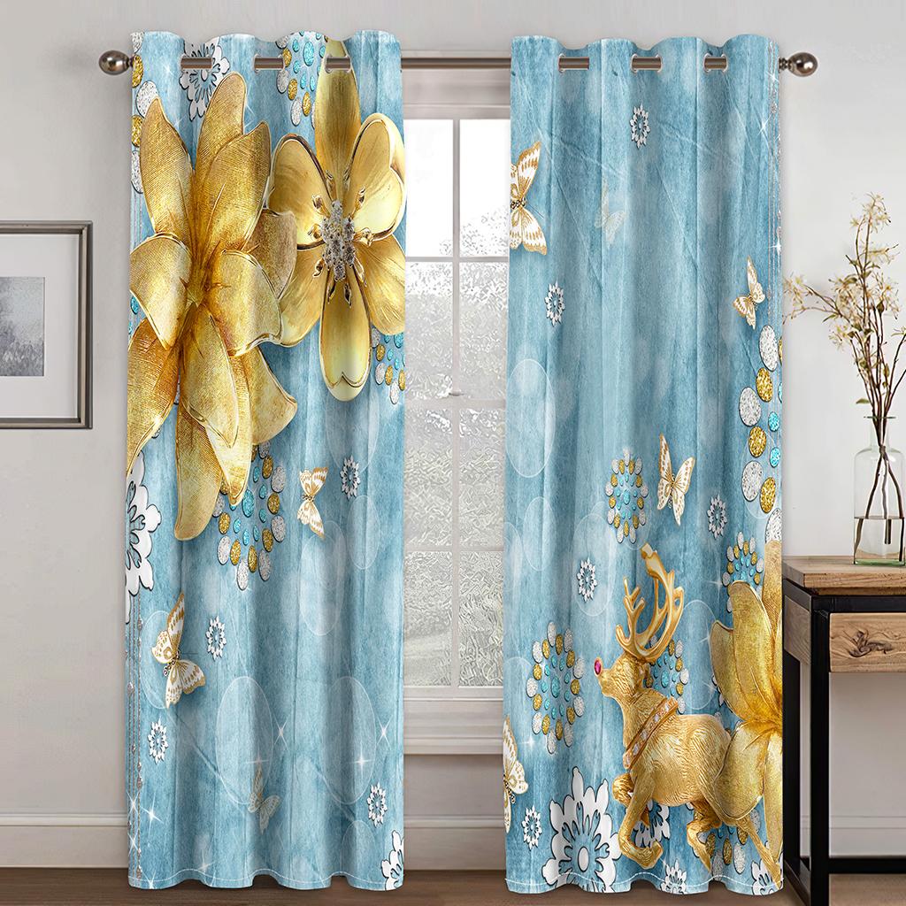 Luxury Diamond Flowers Sunshade Thin Window Curtains For Living Room Bedroom Bathroom Kicthen Door Home Decor On Sale 2Pieces