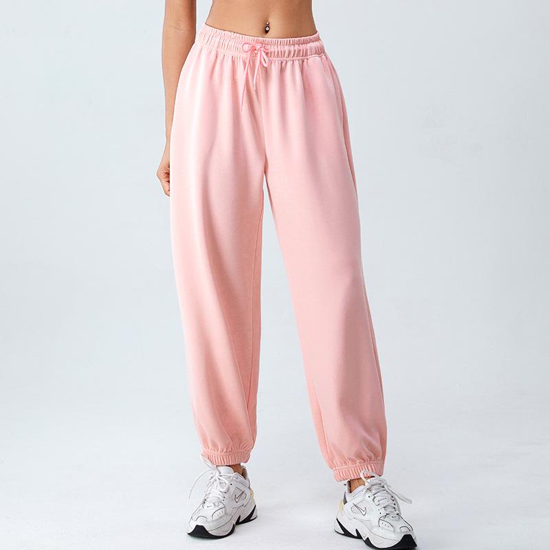 

Sweatpants spring high waist loose tied feet women s soft waxy air layer sports thin sweatpants casual fitness trousers S