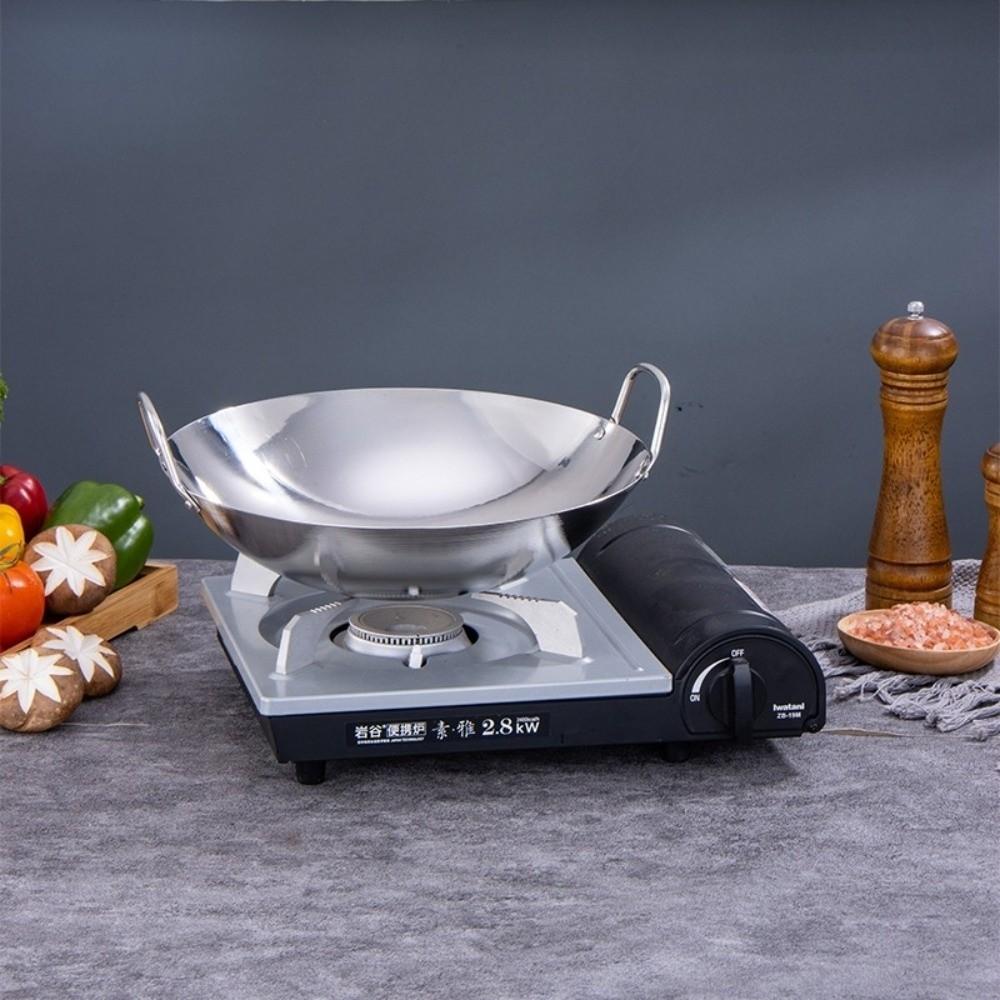 Durable Thickened Stainless Steel Wok Uncoated Windproof Outdoor Cooking Pot 7/8/9/10/11in Easy Clean Bar Stove Commercial