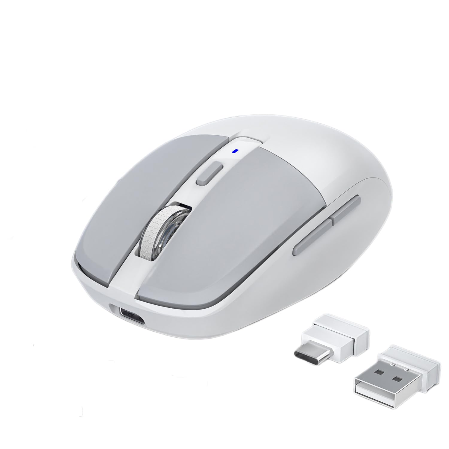 

Bluetooth Wireless Mouse with Type-CUSB-A Connector, 3-Mode Connection, Quiet, Compact, Rechargeable, Wireless, Lightweight, Optical, 6 Buttons, RGB