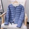 Leichte Daunen-Baumwolljacke für Damen Herbst Winter Vielseitig zum Layering Kurz Rund V-Ausschnitt