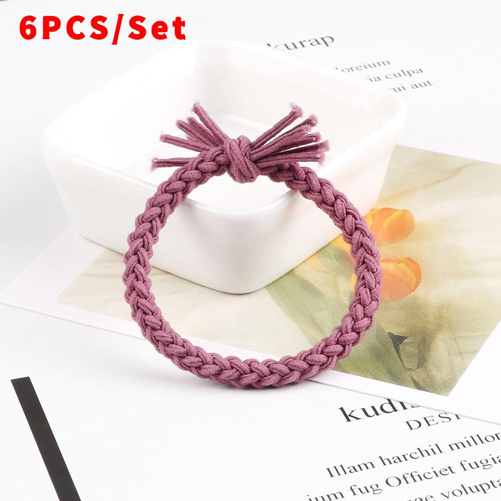 6pcs/set Solid Color Twist Rubber Band Basic Simple Elastic Headband For Thick Hair Girl Women Hair Accessories Scrunchie Holder