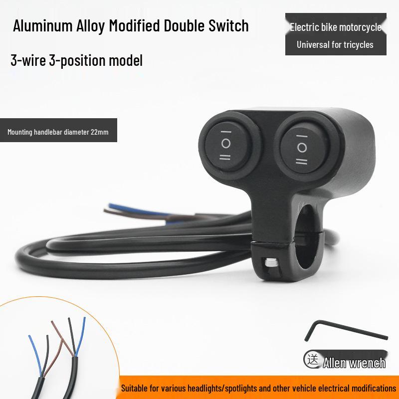 LED Aluminum Alloy Multi-function Motorcycle Handlebar Switch with Double Flash and Spotlight Headlight