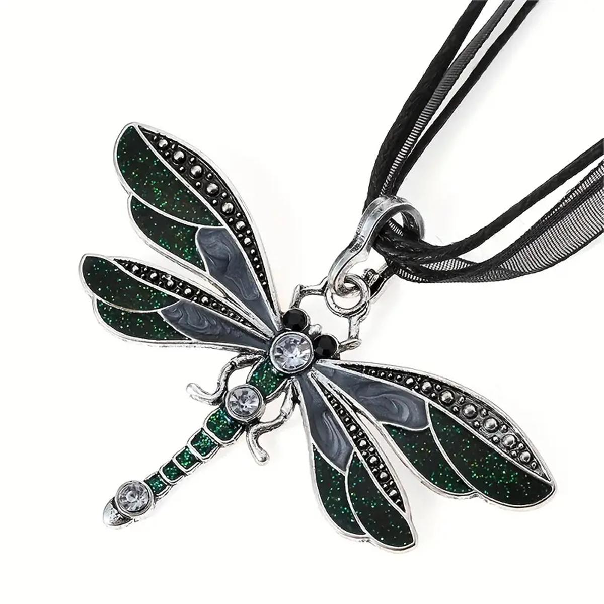 

Сверкающее ожерелье-подвеска в виде стрекозы с лентой на каждый день, идеальное женское ювелирное украшение, подарок для особых случаев чёрный