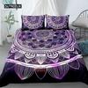 Mandala Duvet Cover Set King Polyester Tie Dye Paisley Quilt Cover Purple Boho Hippie Trippy Floral Exotic Style Bedding Set