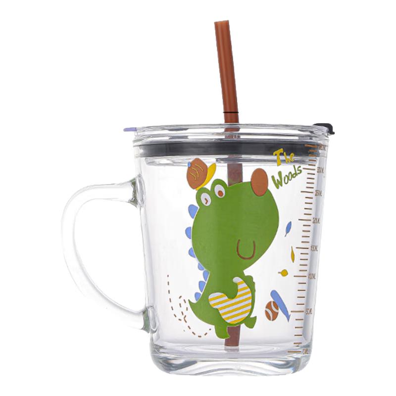 

Детская стеклянная чашка для молока и обучения с ручкой