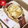 OLEVS 6896 Original Quartz Watch for Man Fashion Simple Leather Strap Calendar Waterproof Luminous Business Men's Watch