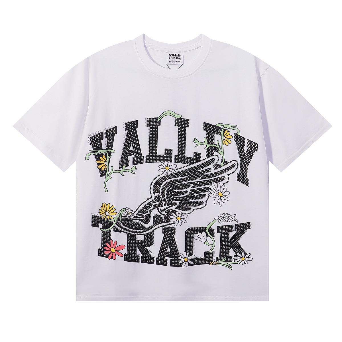 Meichao Vale Valley Track Bing Diamond Flower Print Crew Neck Short Sleeve T-Shirt Men S