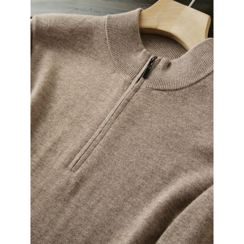 Great Product! 100/100% Wool! Foreign Trade Tail Goods Men's Autumn and Winter Clothing Warm Half Zipper Knit Sweater