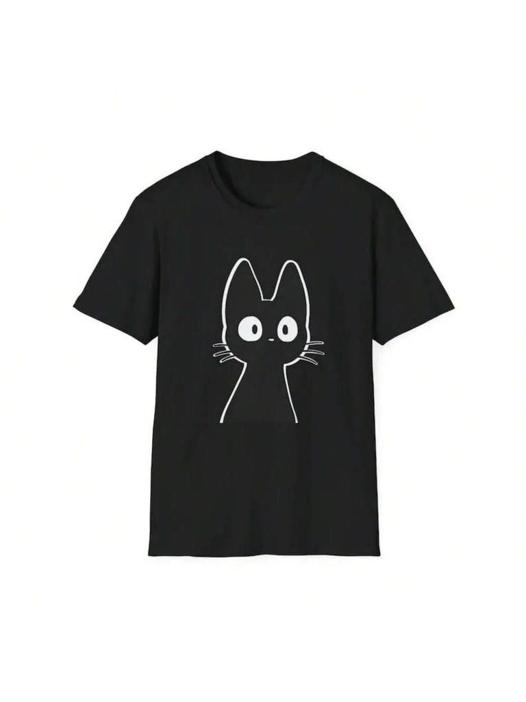 Cat T-Shirt Cute Japanese Cat Pattern T-Shirt Gift For Friends Women Clothing Y2k Clothes Kawaii Vintage Clothes Aesthetic