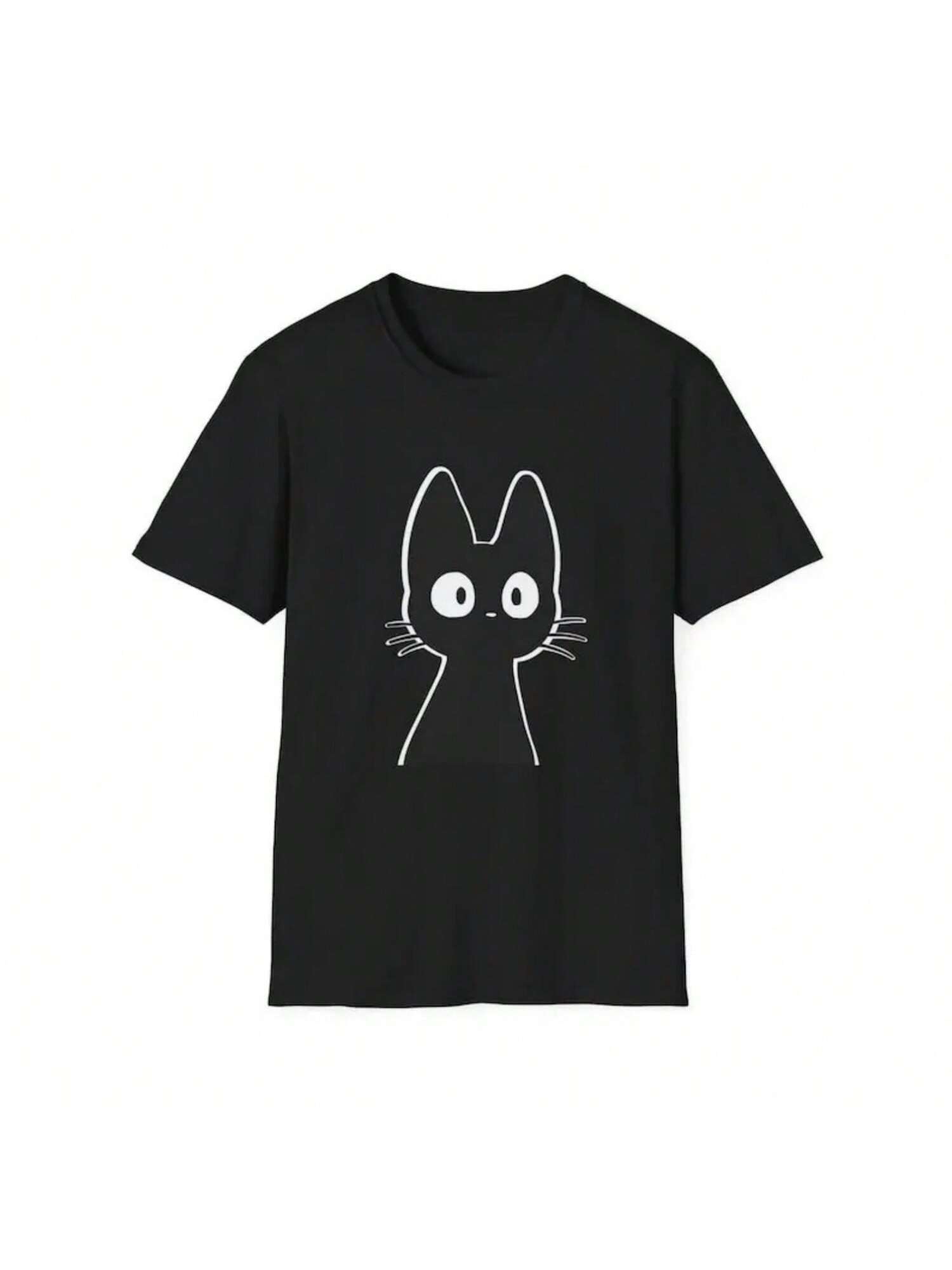 Cat T-Shirt Cute Japanese Cat Pattern T-Shirt Gift For Friends Clothing Y2k Clothes Kawaii Vintage Clothes Aesthetic S разноцветный