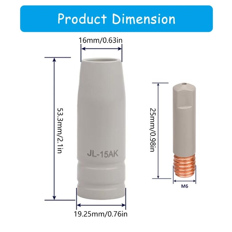 0.8/1.0/1.2mm Torch Gas Nozzle Tip Holder 15AK European Welding Accessories For Professional Welders Precise Tasks 3pcs