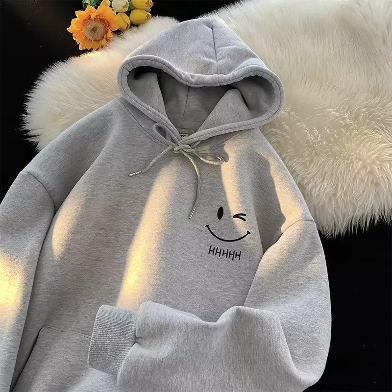Winter Long Sleeved Hoodie Men Women Versatile Loose Fashionable Casual Wear Fleece Pullover Sweatshirts