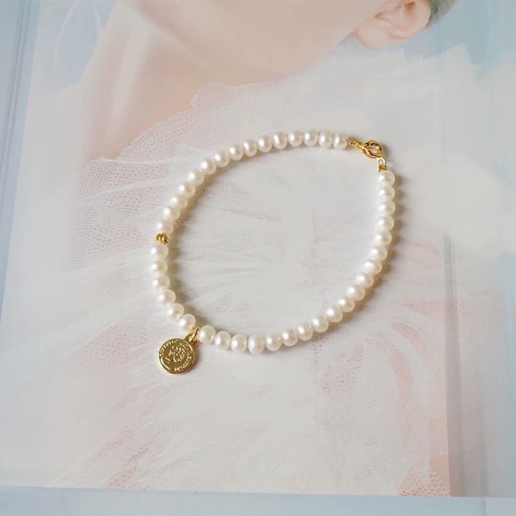 Female Simple Natural Freshwater Small Pearl Bracelet, Strong Light Bracelet, Retro Temperament Ins Niche Design Gift Rice Grains