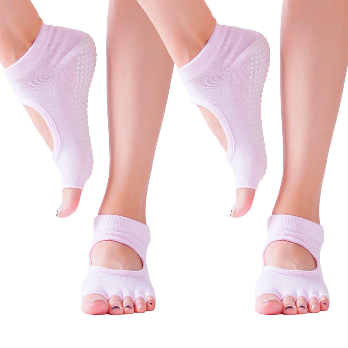 

COMFORTIS Yoga Set of Pilates Socks Women s Socks, 2, Non-Slip, Toeless, (Light Pink)