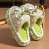 Women's Cute Bow Cotton Slippers, Thick Sole, Anti-Slip, Warm Winter Indoor Shoes, Perfect for Couples and Postpartum Comfort