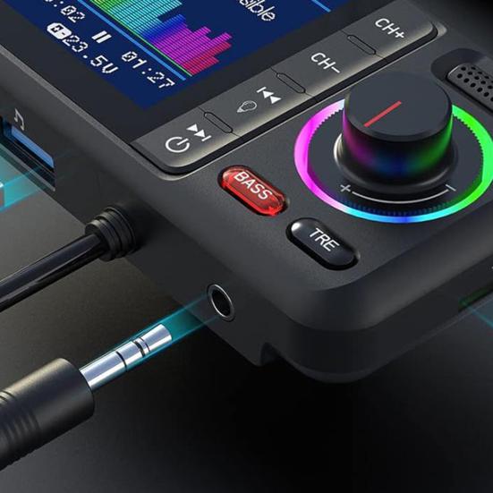 Geniş Ekranlı Bluetooth Uyumlu Araç Adaptörü Eller Serbest Görüşmeler Çok Fonksiyonlu Ses Çıkışı USB Flash Bellek Müzik Çalar