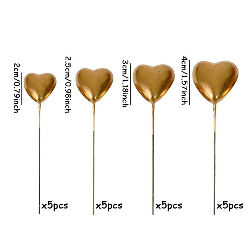 20 Stück 3D Herzform Kuchenaufsatz Gold Silber Rosa Blau Kugel Happy Birthday DIY Cupcake Flagge Weihnachten Hochzeitsparty Dekoration