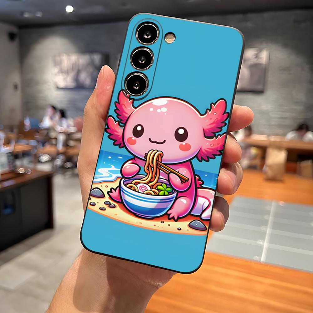 Axolotl And Ramen Phone Case For Samsung S26 S24 Ultra S25 S23 Fe S22 S20 S21 Plus A16 A54 A34 A53 Back Cover