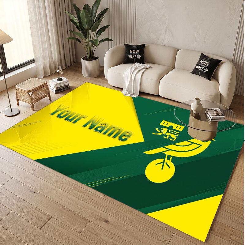 Custom Rug Norwich City Pattern Print Name Text Soft Non‑Slip Floor Carpet for Home Indoor Decoration