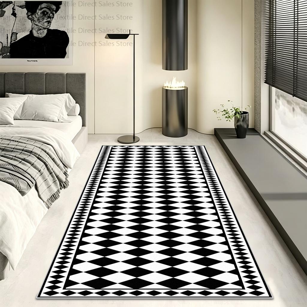 Nordic Geometric Bedroom Bedside Runner Carpet Decoration Living Room Anti Slip Washable Sofa Floor Mats Kitchen Easy Clean Rug