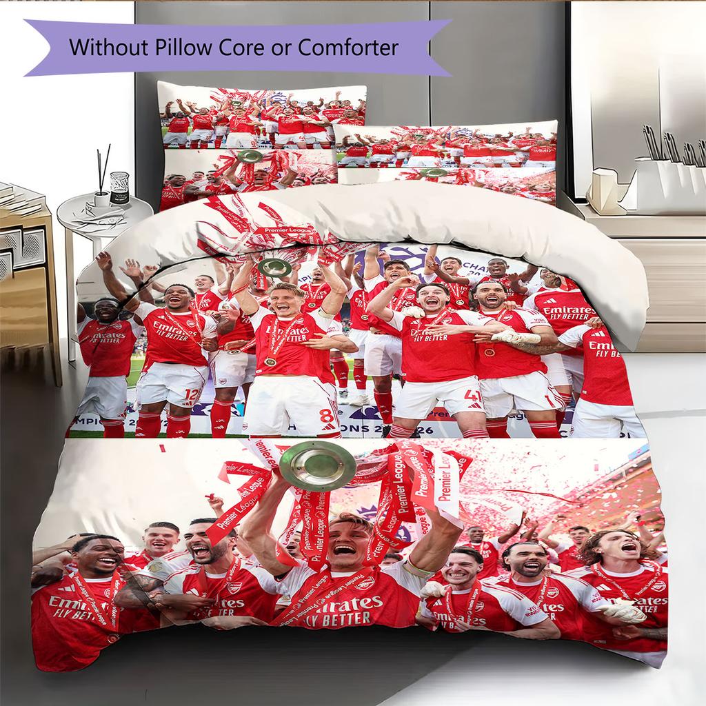 Arsenal Players Pattern Bedding Home Decoration Birthday Gift ( 1 Duvet Cover + 2 Pillowcase, Without Core),fan Merchandise.