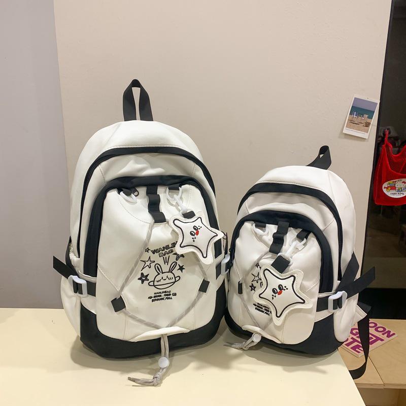 2025 Stylish Color Block Backpack for Junior High Girls - Large Capacity, Korean Academy Style