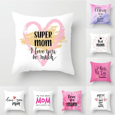 New Mother's Day Text Love Pillow Cover Peach Skin Polyester Print Pillow Cushion Cover