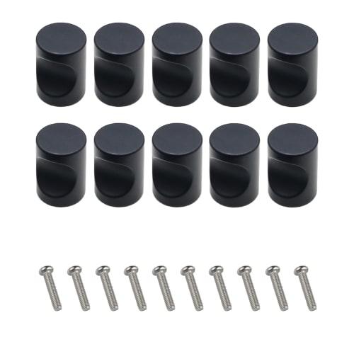 Harukita Drawer Pulls, Knobs, Cabinet/Closet Handles, Aluminum Alloy, Round, with Screws, Black, Set of 10 (16 x 20 cm)