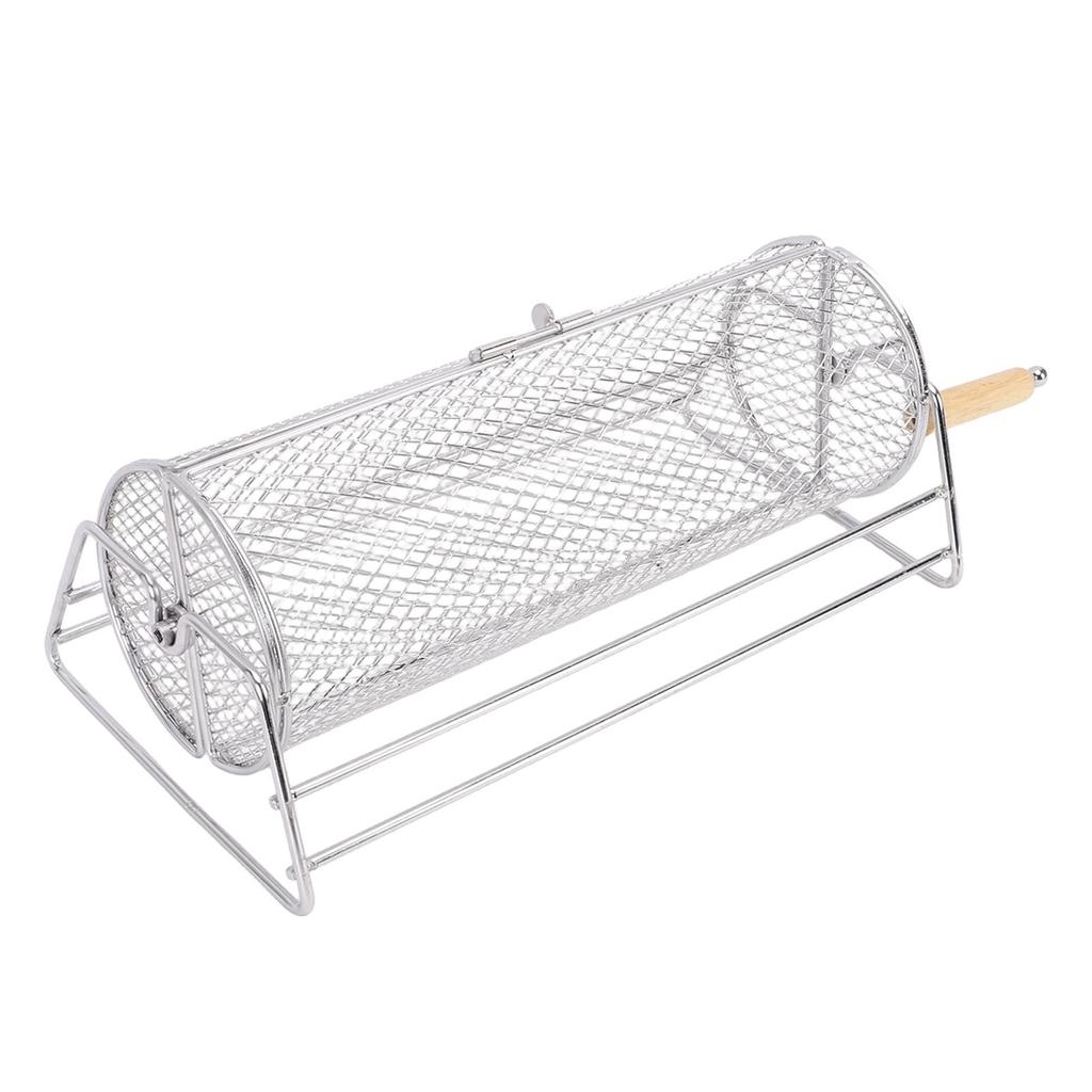 Carbon Steel Rotating Grill Basket Rotation Grilling Portable Barbecue with Handle Vegetables Outdoor Camping Gifts Garden Dad Husband Friends