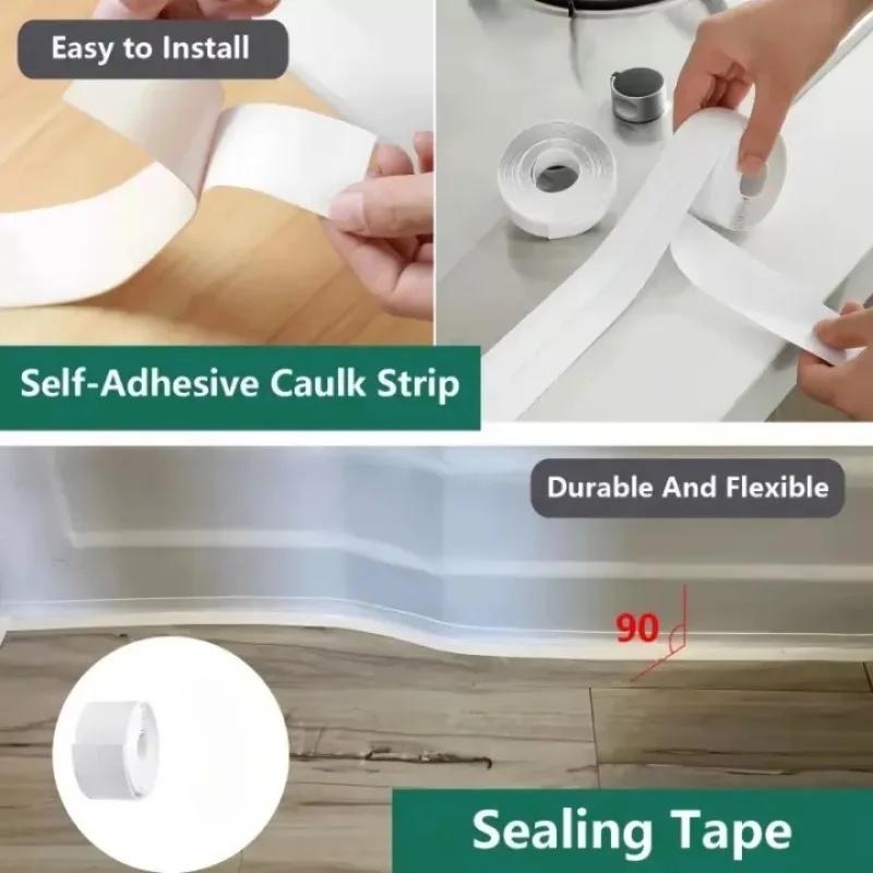 1-3 Rolls Waterproof and Mold Proof Toilet Sealing Strip, Kitchen Bathroom Self-adhesive Sealing Tape, Bathroom Waterproof Tape