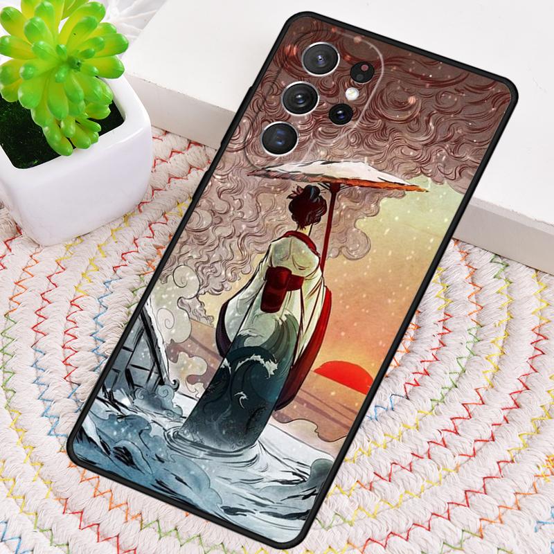 Japanese geisha Luxury Silicone Phone Case For Samsung Galaxy note 10 pro S26 S25 S24 S23 S22 S21 Plus S25Ultra Capa Cover
