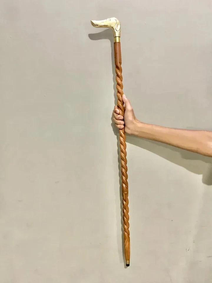 

Victorian Dog Walking Stick: Brass Handle, 3-Fold Cane, 37 M