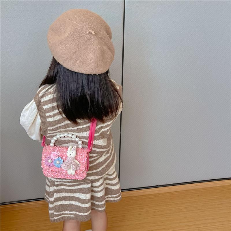 Children's Small Xiaoxiangfeng Pearl Handbag, Girl's Princess Cross-body Fashion Bag