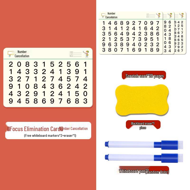Kids' Focus Training Number Cancellation Cards: Educational Toys for Elementary Students