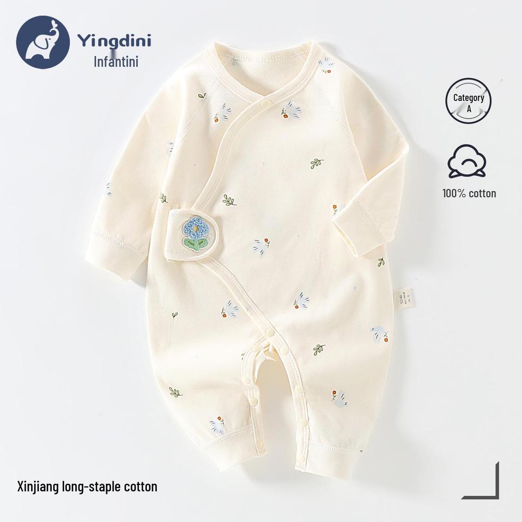 Neugeborenen Strampler aus reiner Baumwolle mit Schmetterlingsmotiv - Atmungsaktiver doppellagiger Anzug für Herbst und Frühling