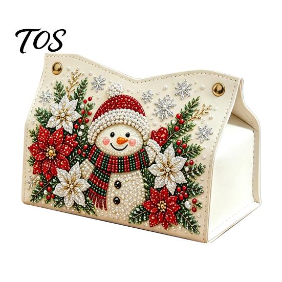 Festliche Raumdekoration DIY Weihnachten Diamantmalerei Taschentuchbox, Funkelnde Strasssteine PU-Leder Servietten Bastelsets für Jugendliche Halter, Rechteckige Aufbewahrung