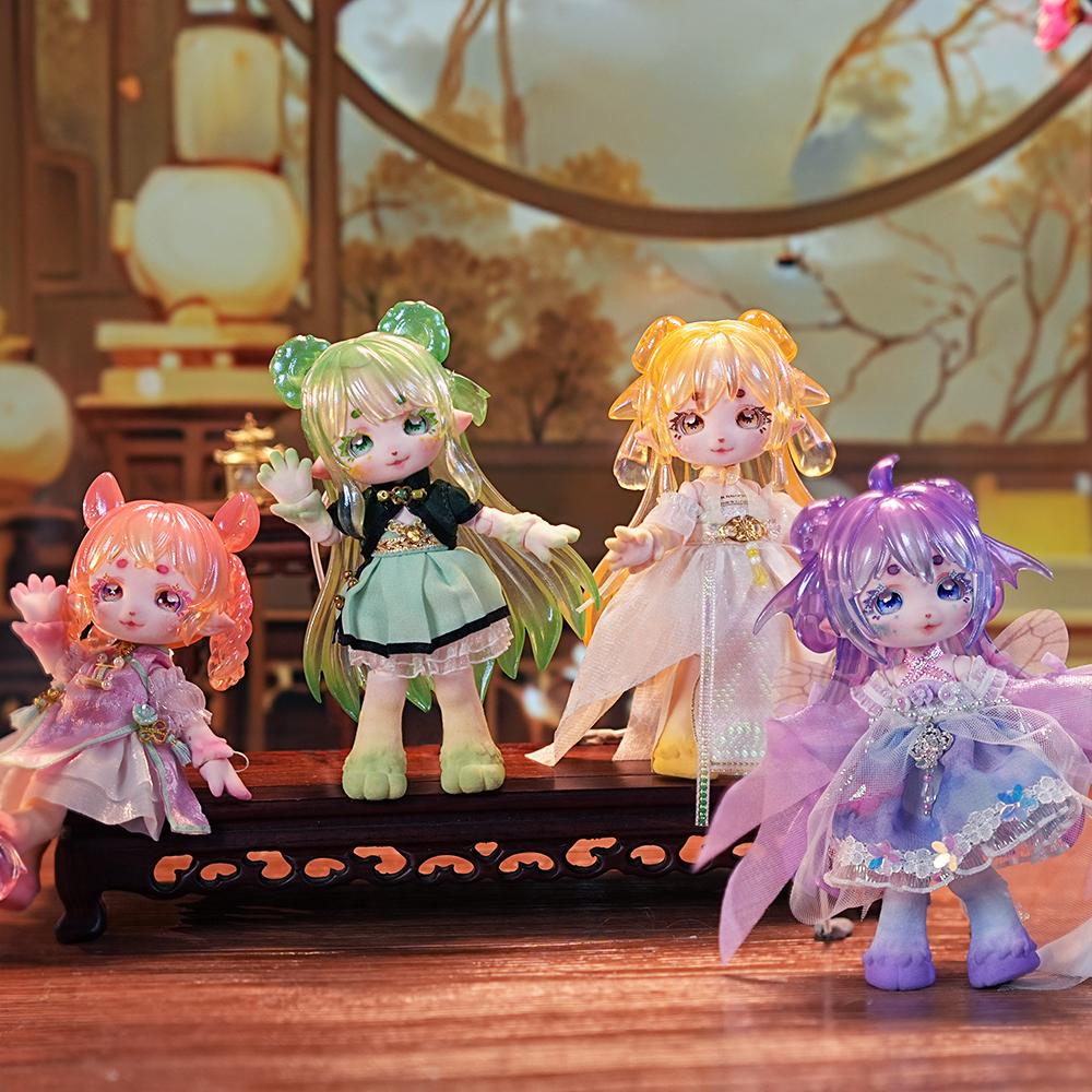 DBS MAYTREE 14cm Panenka Starověké Zvíře Série Jarní Les Panenka OB11 Série BJD Zvířecí Styl Kawaii Hračka Překvapení Slepá Krabička