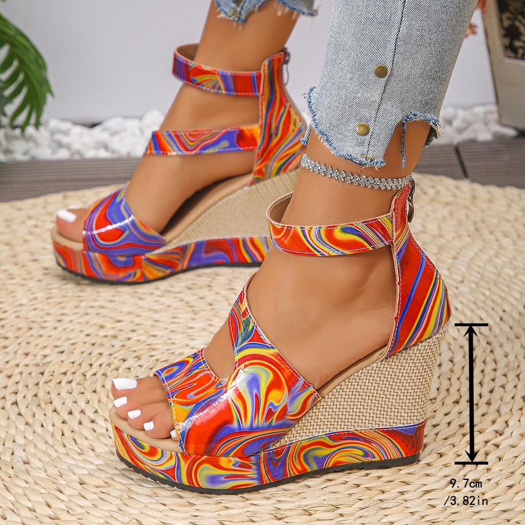 Klínové podpatky Boty s otevřenou špičkou Dámské sandály Sandály na silné podrážce