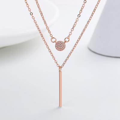 Double Layered Diamond Necklace for Women's Fashionable and Cool Style, Light Luxury and Niche Design Sense, Wearing A Stacked Collarbone Chain